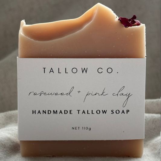 Handcrafted Rosewood & Pink Clay Tallow Soap - 110g