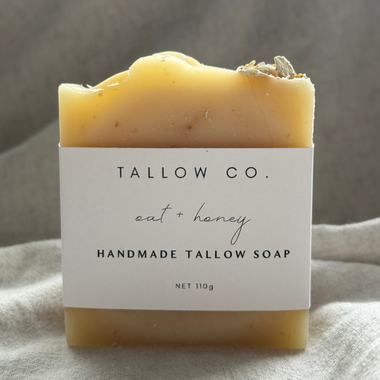 Handcrafted Oat & Honey Tallow Soap  - 110g